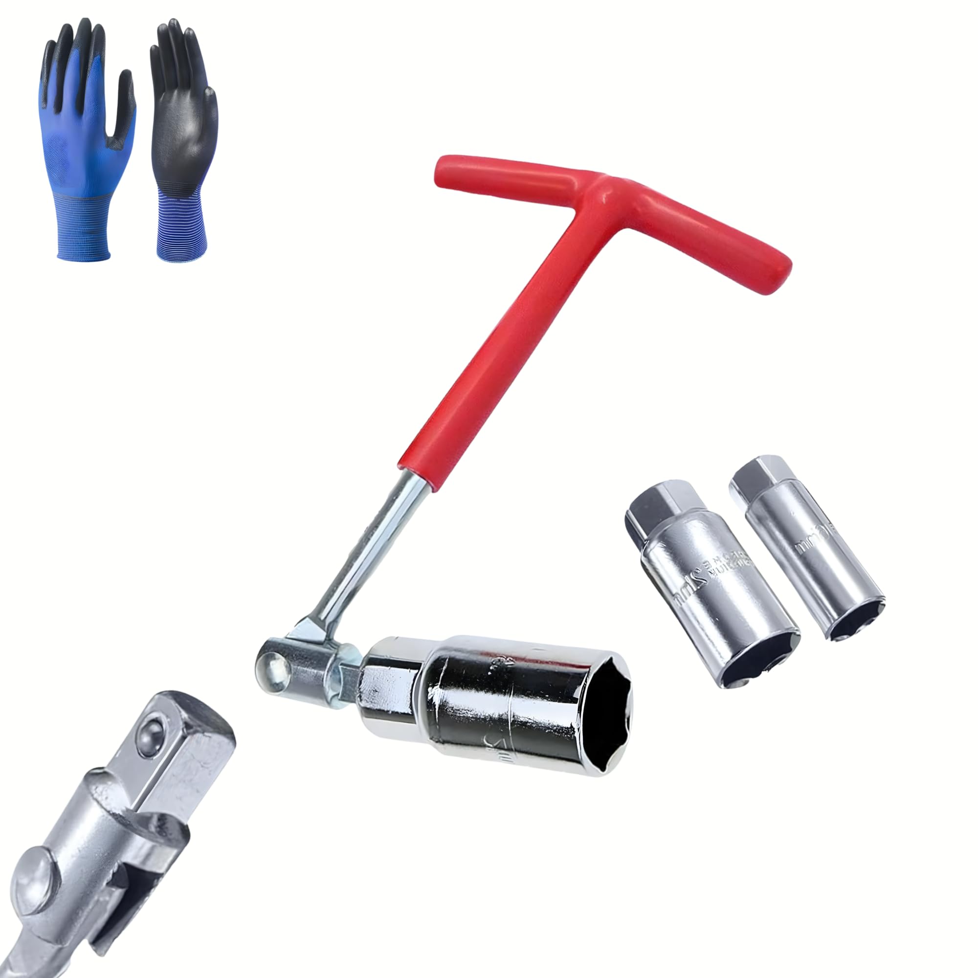 Frooby Spark Plug Socket Wrench, Spark Plug Removal Tool, T-Handle Spark Plug Socket 16Mm 21Mm Flexible Spanner Spark Plug Wrench Fastening And Demolition Ford Fusion Car Motorcycle Spark Plug Remover