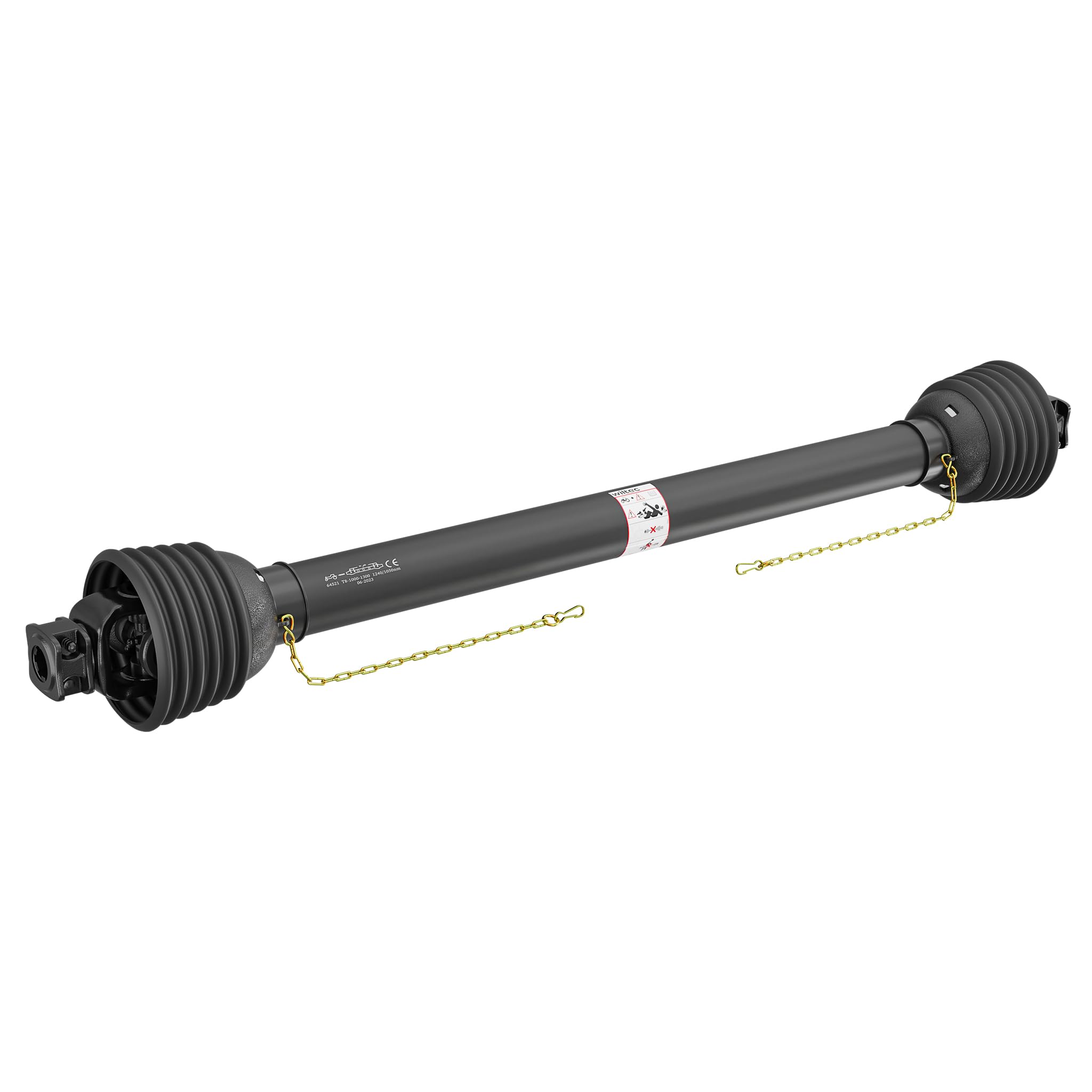 WilTec PTO Shaft T8 Drive Shaft 1000-1100mm 1240Nm 540rpm, 110kW (150hp), 2x 1 3/8" 6T Tractor Attachment