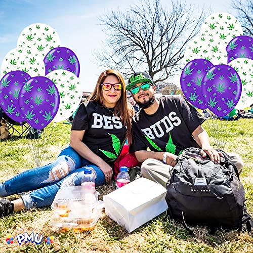PMU Marijuana Balloons PartyTex 11 Inch Premium White and Purple with All-Over Print Green Marijuana Leaves Pkg/25 3 PMU Marijuana Balloons PartyTex 11 Inch Premium White and Purple with All-Over Print Green Marijuana Leaves Pkg/25 - Image 4