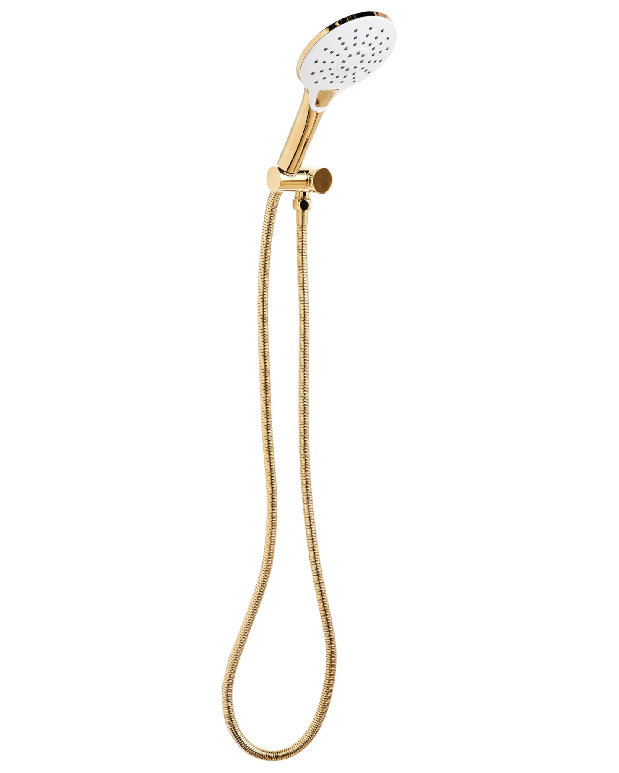 Pomme de douche dorée pour salle de bain moderne avec tuyau classique