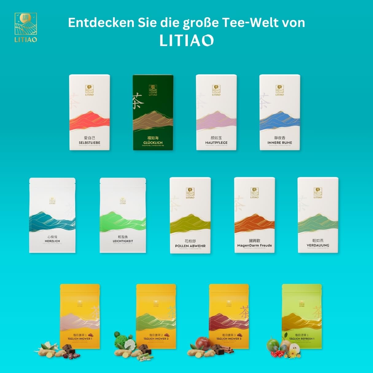 LITIAO HERZLICH Kräutertee mit 12 einzigartigen TCM-Kräutern - 3er Set