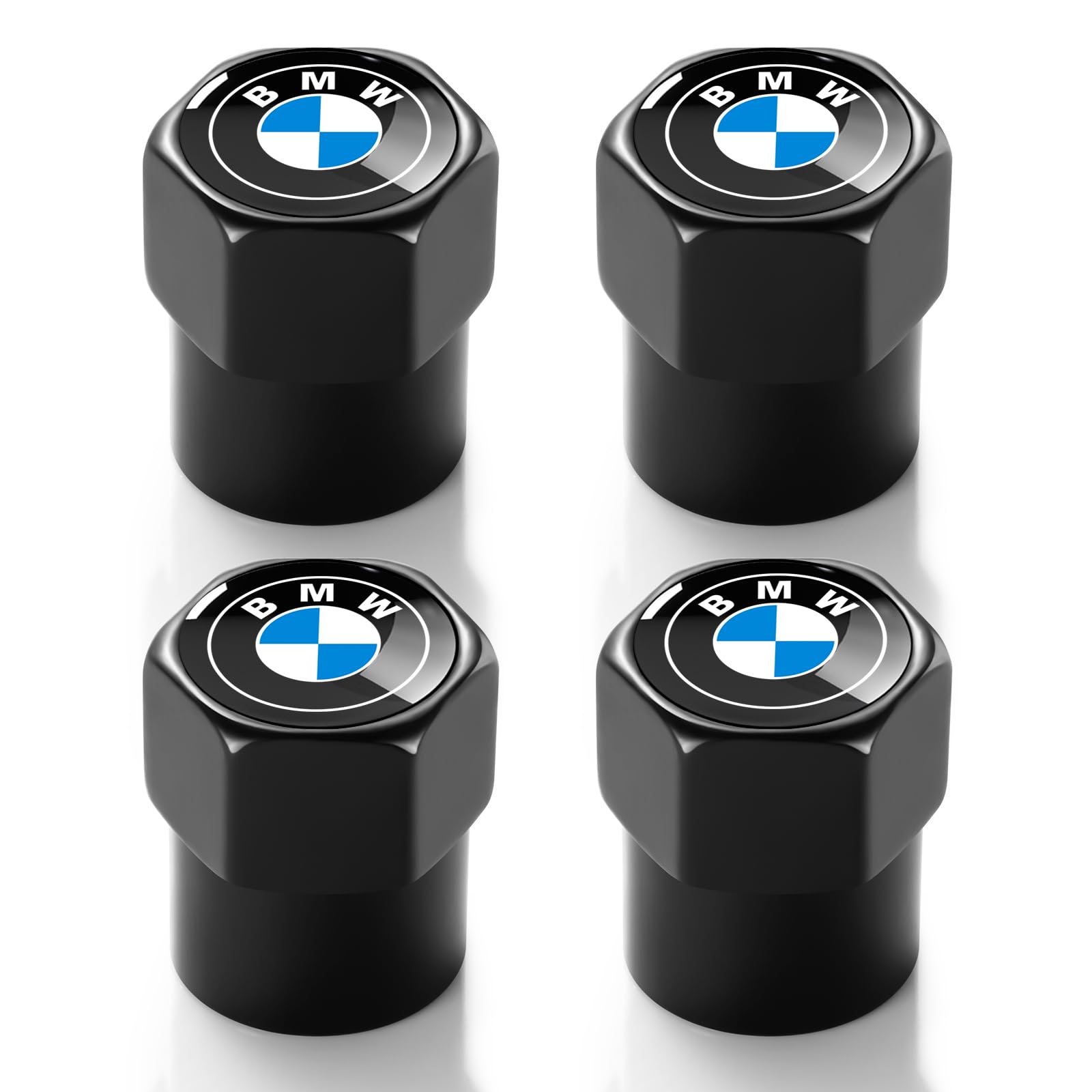 Tire Valve Stem Cap for Metal Tire Stem Cover with Belt O-Ring Air caps Sports Accessories 4 Pieces (Black)