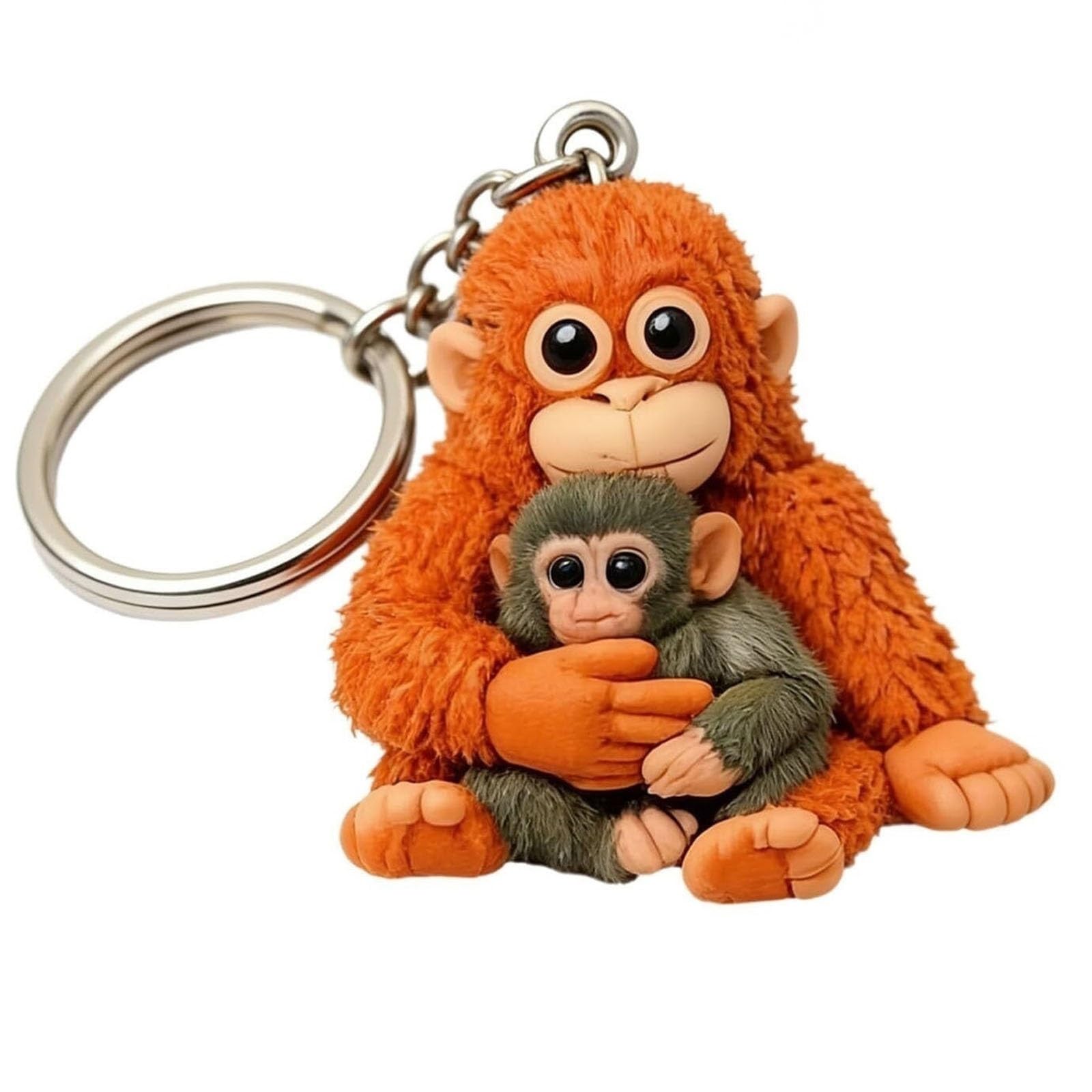 Sloiaz Unisex One Color Punch The Monkey Keychain, 3D Cute Monkey Holding Plush Toy, Soft Stuffed Animal Hanging Pendant For Backpack Purse Car Keys(1Pcs)