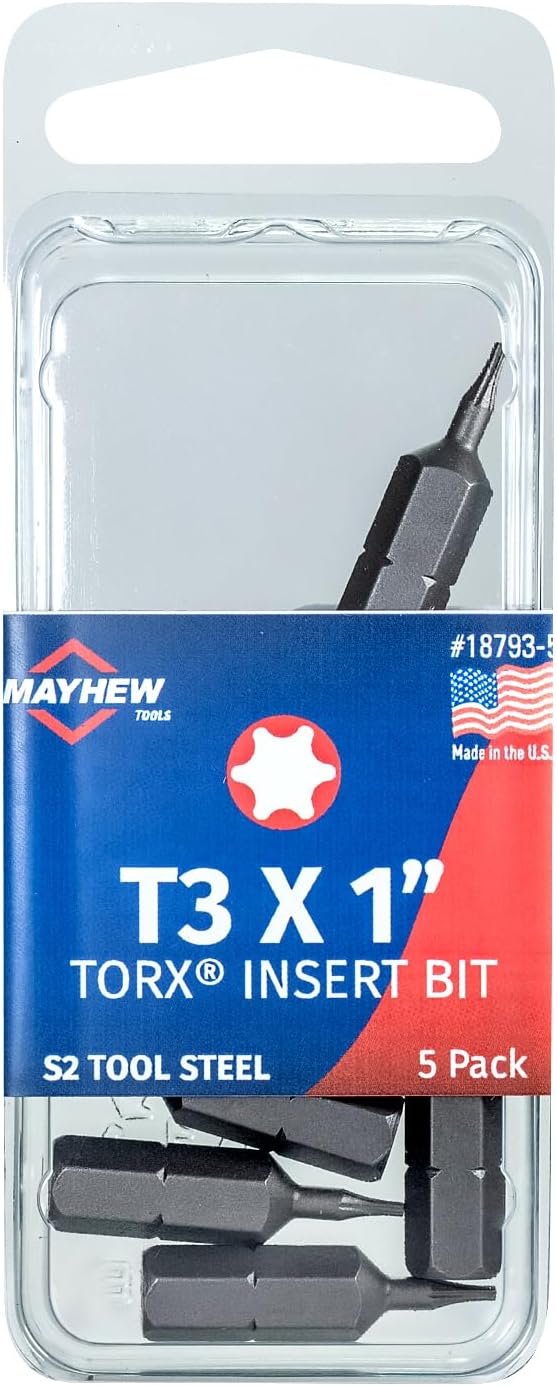 Mayhew Tools 18793-5 Torx Insert Bit, T3 x 1", 5-Pack