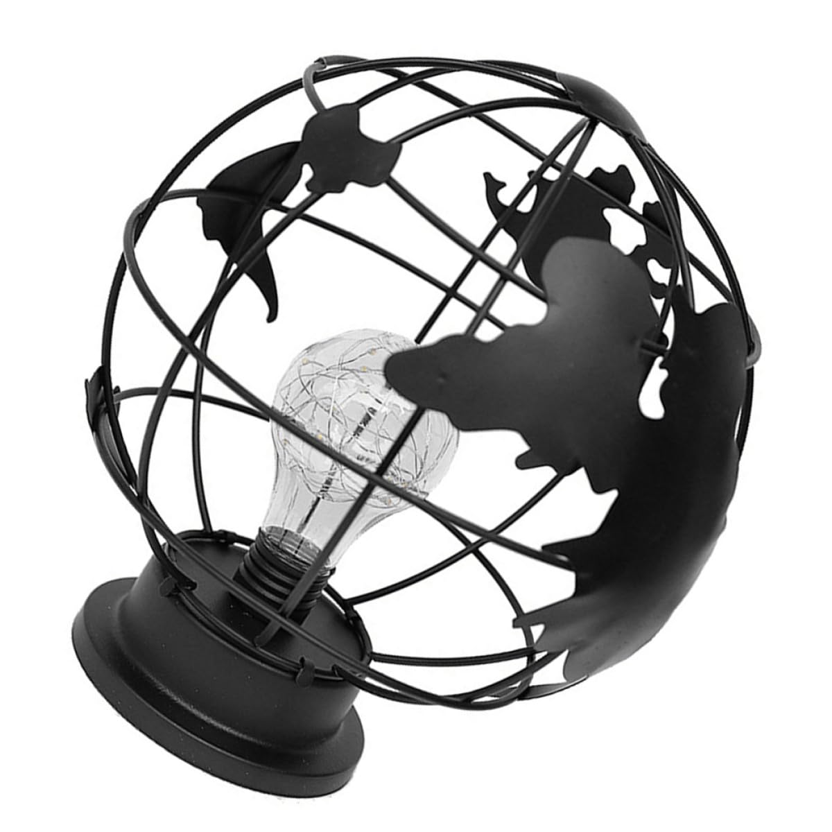 Lámpara de Noche Forma de Globo Negra, Luz Decorativa de Sobremesa en Hierro y Plástico, Adecuado para Dormitorio y Sala de Estar