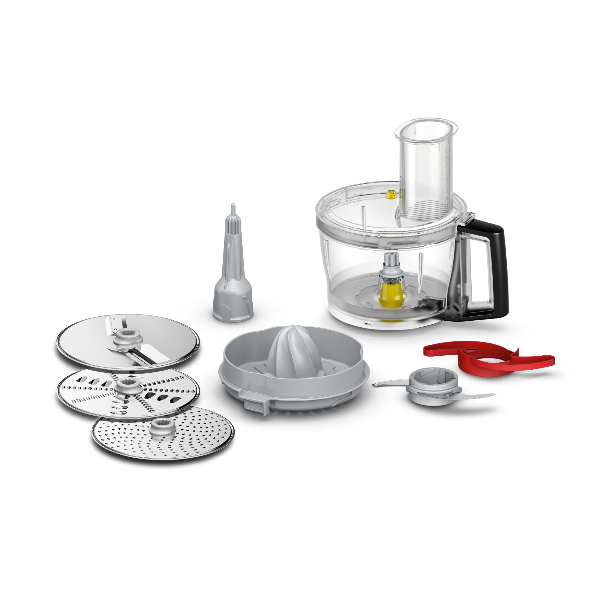 Bosch Zubehör-Set VeggieLove Plus MUZ9VLP1, Multimixer, drei Scheiben (Schneidwendescheibe, Raspelwendescheibe, Reibscheibe mittelfein), Hackmesser, Zitruspresse, für Küchenmaschine Serie 8, OptiMUM