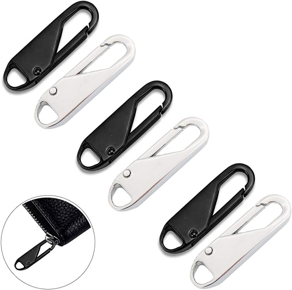 New and Easy Zipper Pull Zipper Repair Kit Improved Thin Hook Size Replacement Pullers Handle Zipper Extenders Tab Fixer Zipper Sliders for Luggage Cloths Jacket by ACXOP(6Pcs)