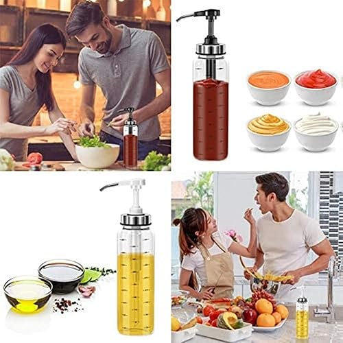 Miniatura 2 de Botella exprimible para salsa, sin goteo, botellas de vidrio sin plomo, juego de botellas grandes de 17 onzas, dispensador de aceite de oliva