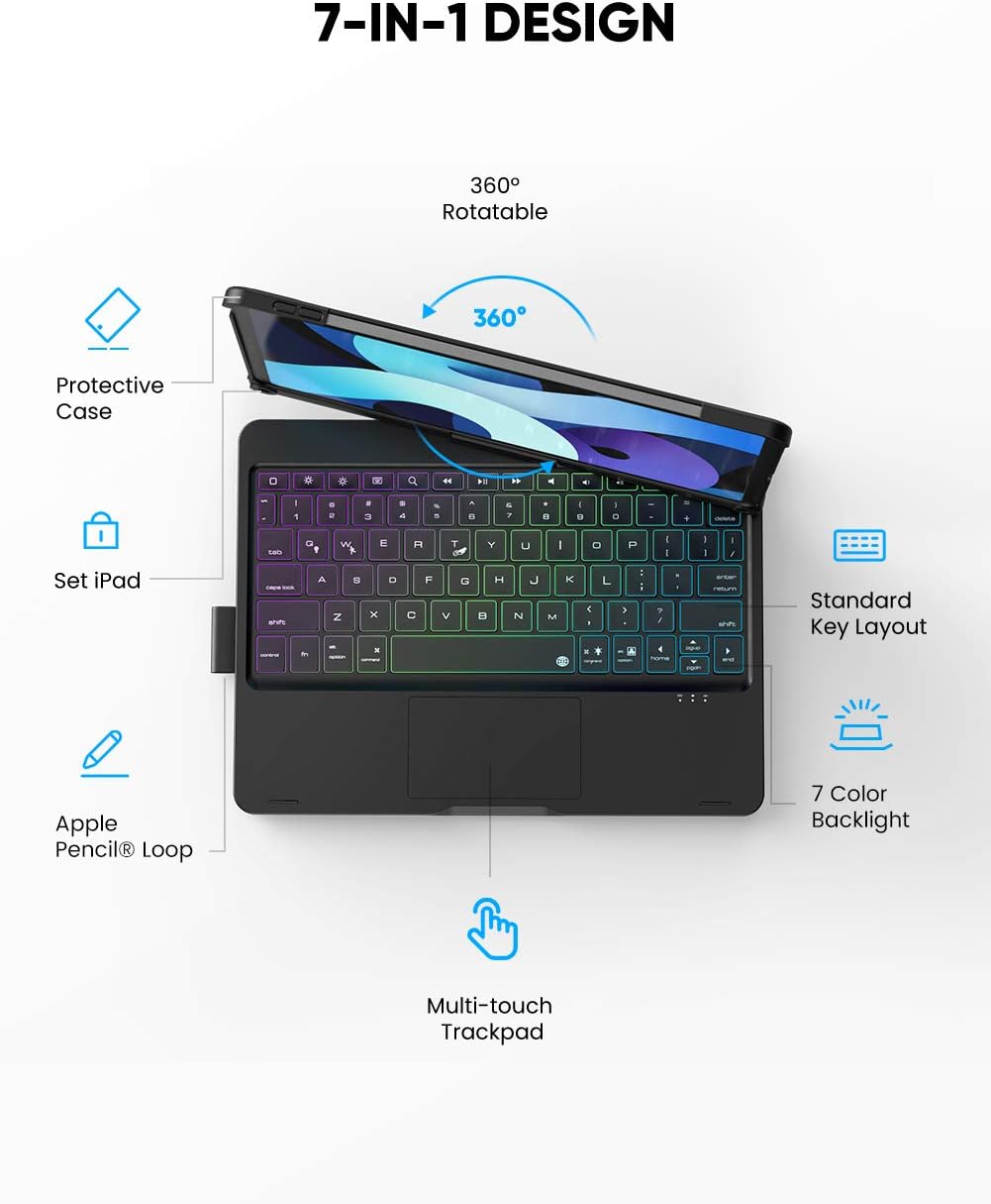 Flаѕh Dеаlѕ - 40% оƒƒ iPad Keyboard Case for iPad Pro 11 inch 3rd Gen 2021, 360 Rotatable Touchpad Keyboard Case with Backlight, Compatible with iPad Air 10.9 inch 4th 2020, iPad Pro 11 inch 3rd 2021/2nd 2020/1st 2018