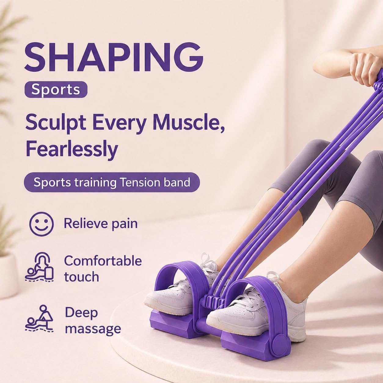 2026 Upgrade Pedal Resistance Band with Handle,8 Tube Detachable Elastic 3-in-1 Multifunctional Foot Pedal Resistance Assistance Expander for Foot Pedal Pull, Back Stretch & Chest Expand