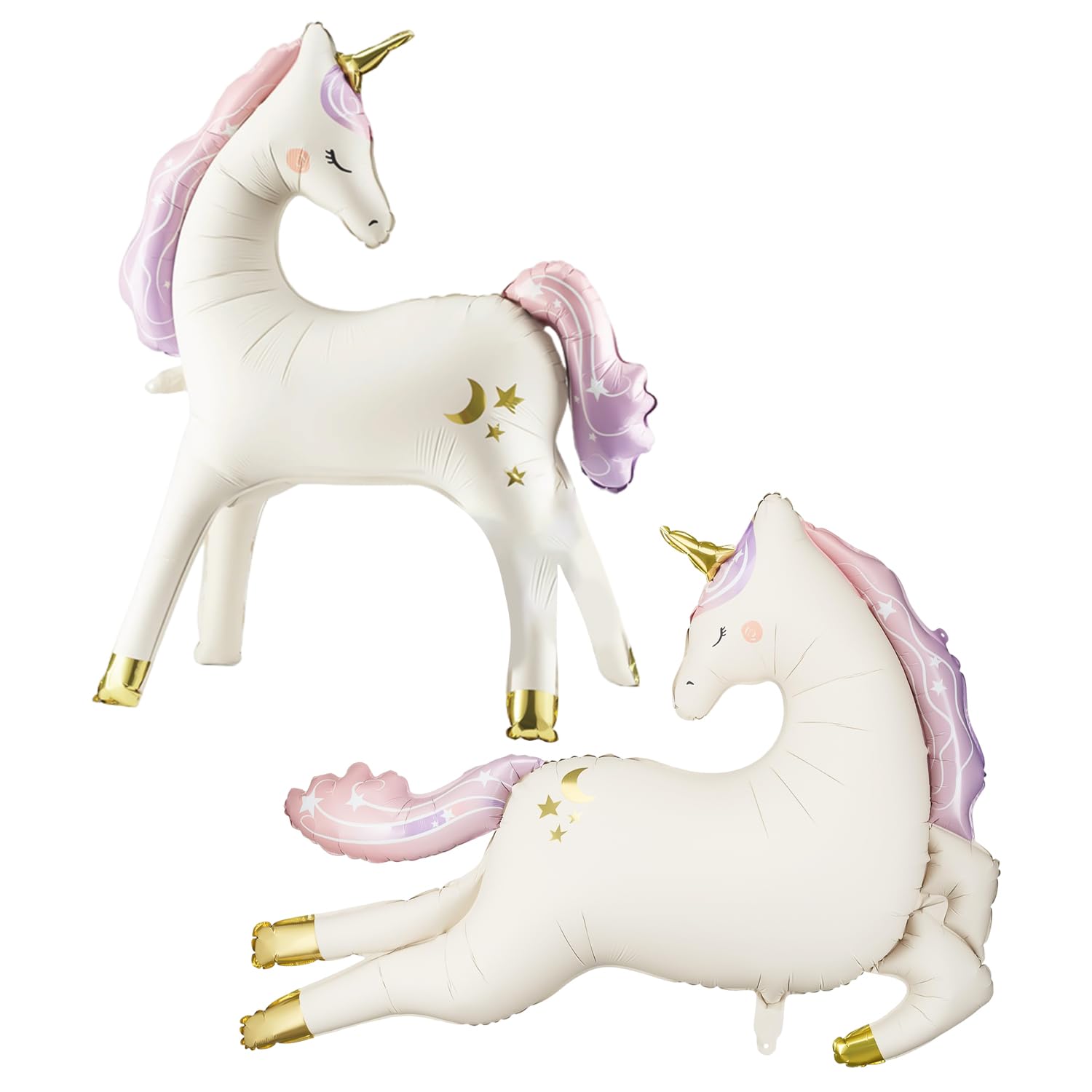 Ubsiuh White 2 Pony Aluminum Film Balloons, Cute Cartoon Animals, Cute Inflatable Toys, Shooting Background Props, Birthday Party Decoration.