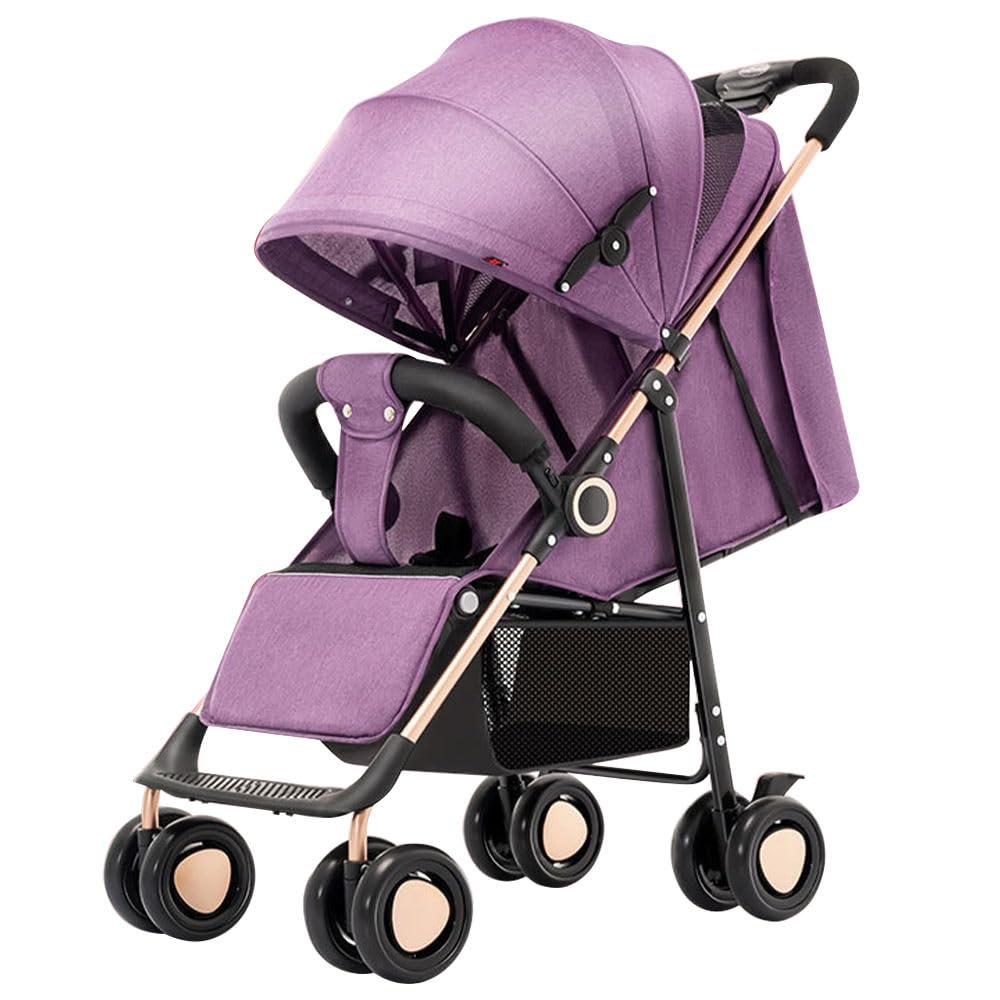 Moppets Feather-LITE Baby Stroller & Pram | Single Hand Folding, Suspension Wheels, Travel Friendly Pram for Newborn, Toddlers Boys & Girls - 0 to 3 Yrs (Sit & Lie Down) Modern Black (Brick RED)-image-14