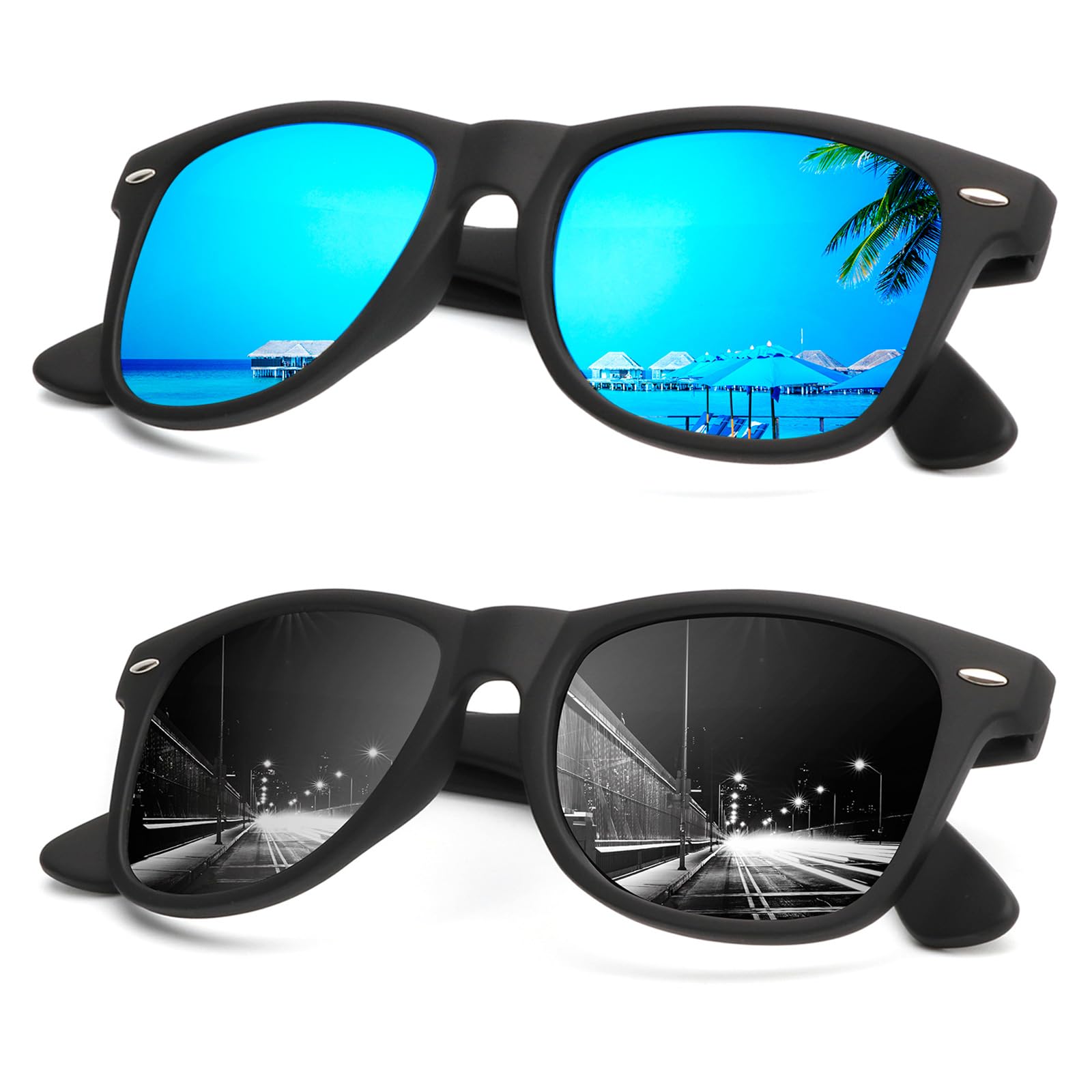 KALIYADI Sunglasses Men Polarized Sunglasses for Men Women Unisex Semi-Rimless Frame Retro Driving Sun Glasses UV Blocking