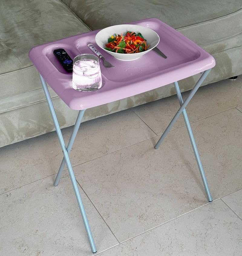 Image of Folding TV Tray Table, Portable, Sturdy, Lavender (Set of 2)