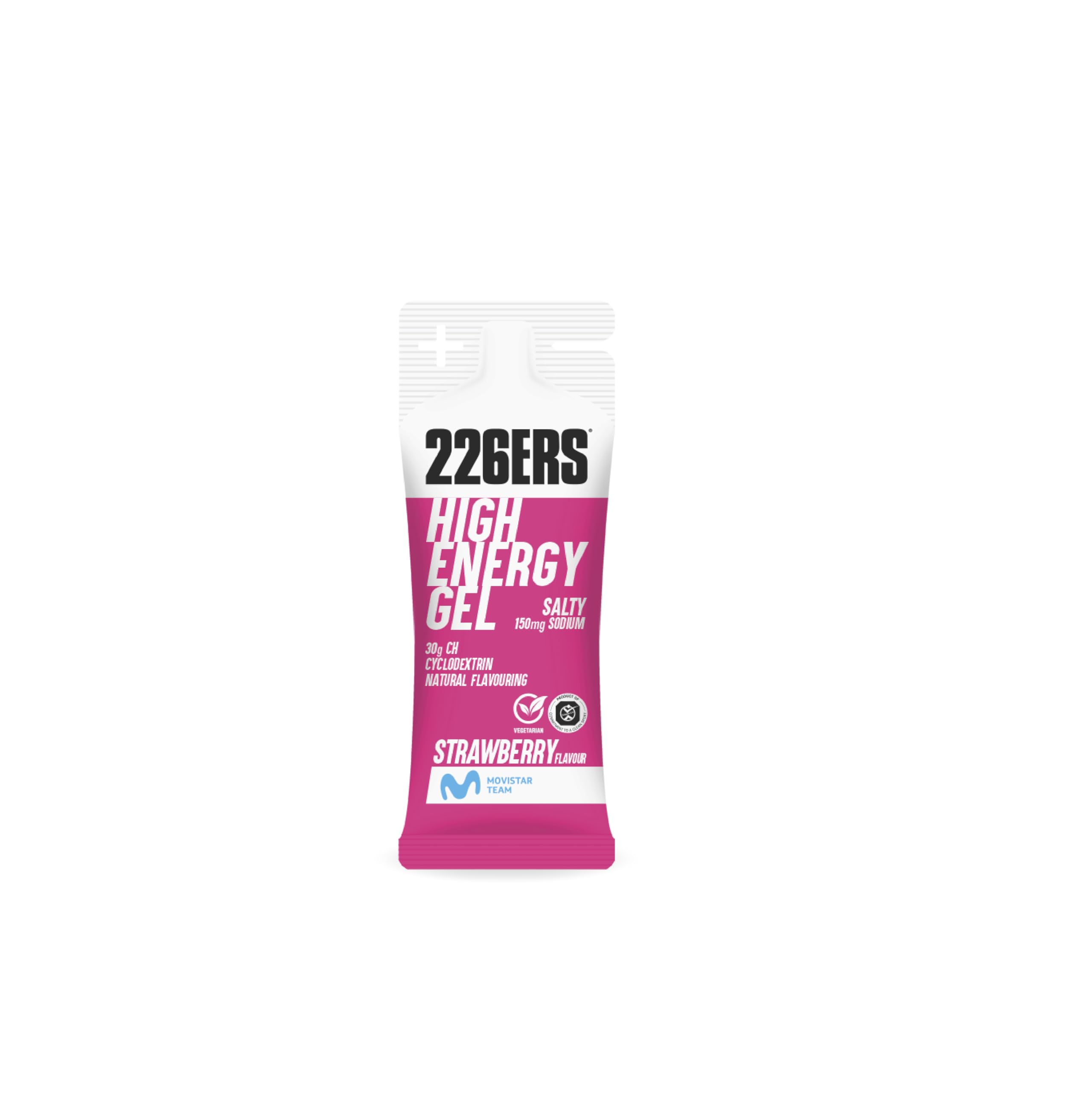 226ERS - High Energy XS, Gel Energetico per Sportivi, Ciclodestrina, Carboidrati e Aromi Naturali, Vegano, Gusto Fragola Salata