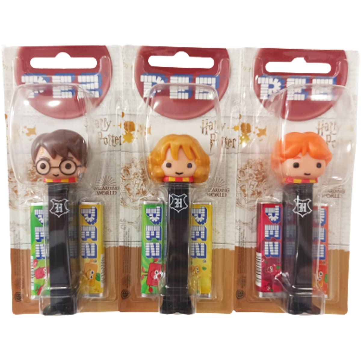 Harry Potter PEZ Set 3 Dispensadores 2 Recargas Caramelos 8,5g