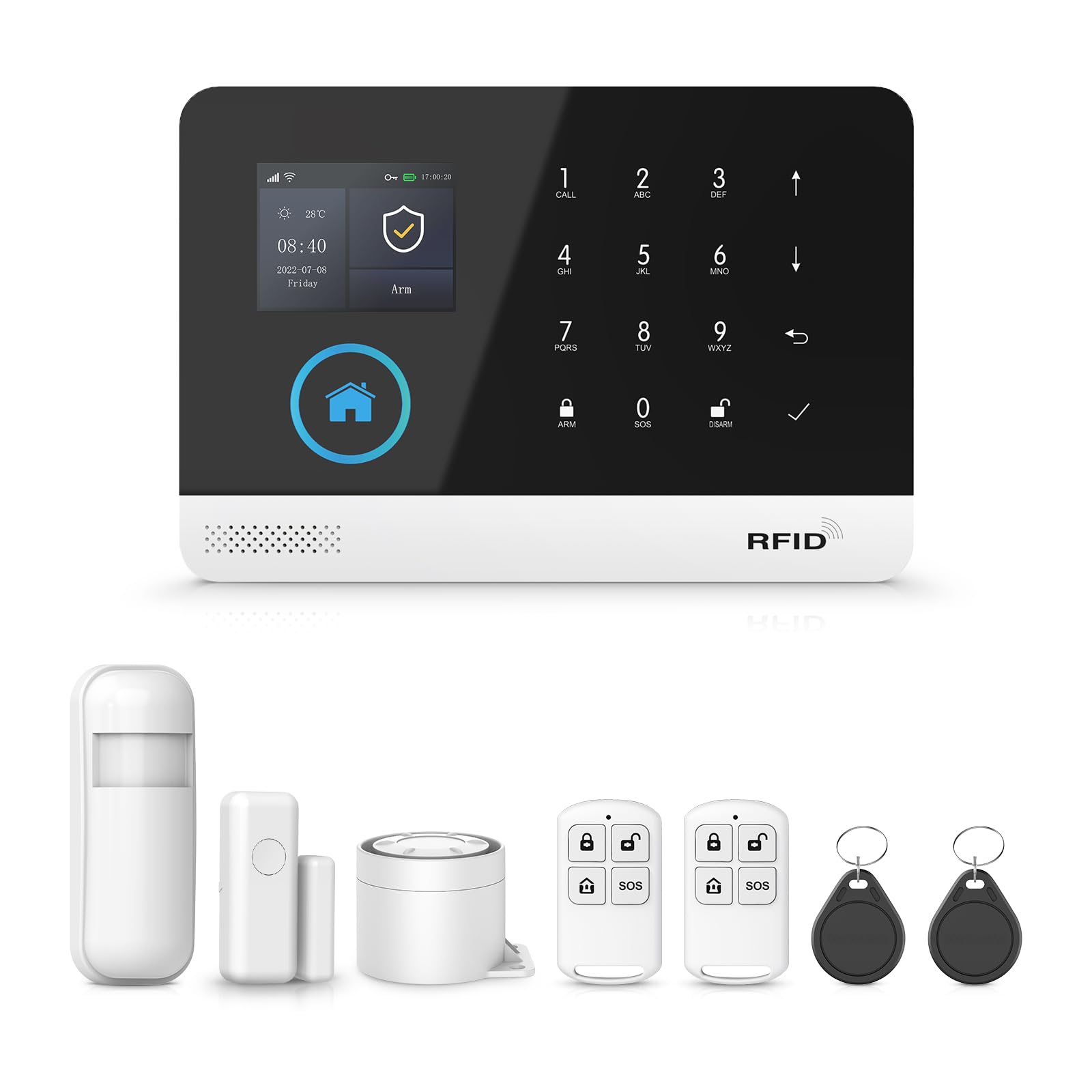 4G + WLAN Alarmanlage für Haus & Wohnung, 8 Stück Smart Komplettsysteme mit App, 120dB Sirene, Tür- und Fenstersensoren, Bewegungsmeldern, Fernbedienungen, Funktioniert mit Alexa