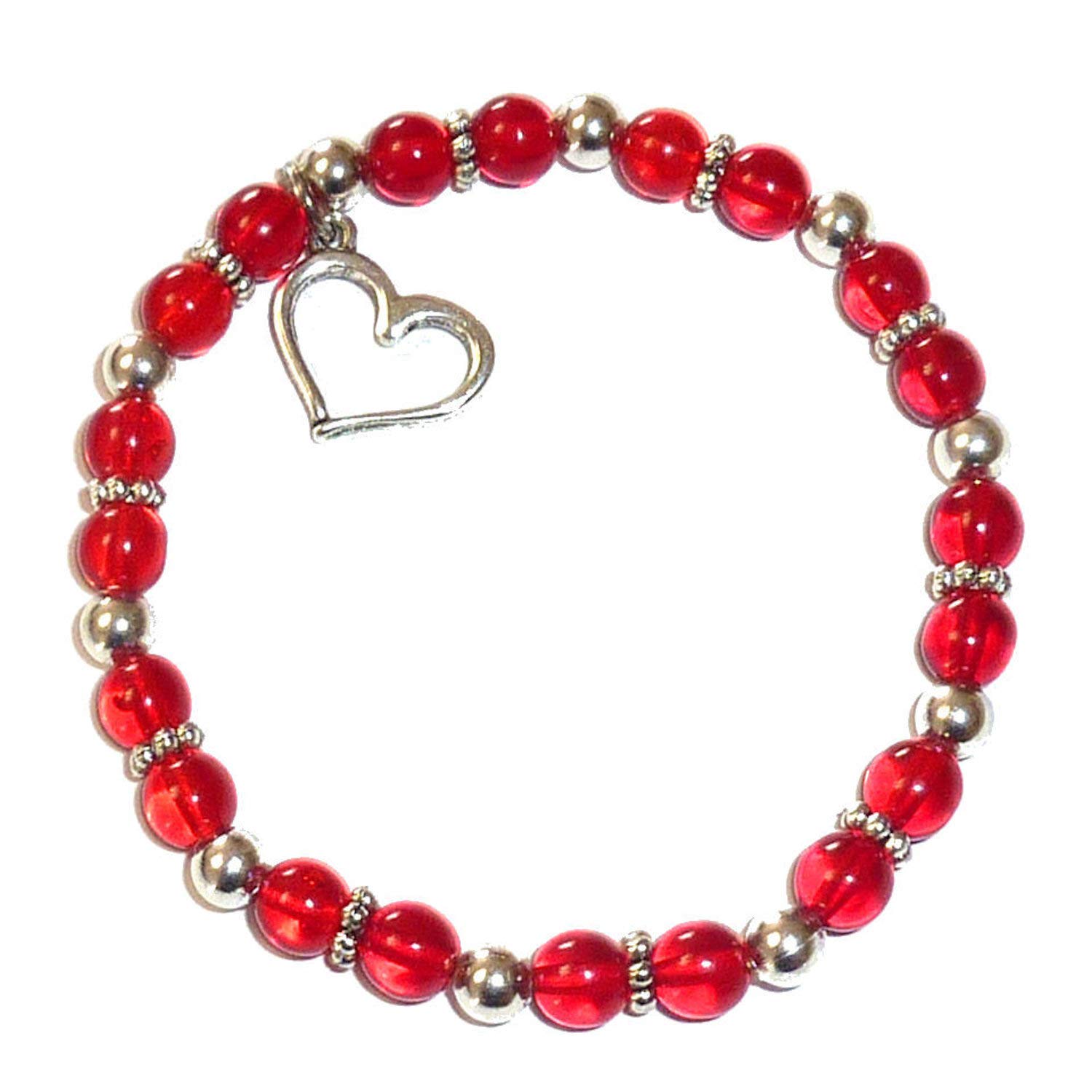 Hidden Hollow BeadsHidden Hollow Beads Heart Disease Awareness Beaded Women's Red Heart Bracelet, One size fits most, Comes Packaged. Wear to Show Support or Fundraising.