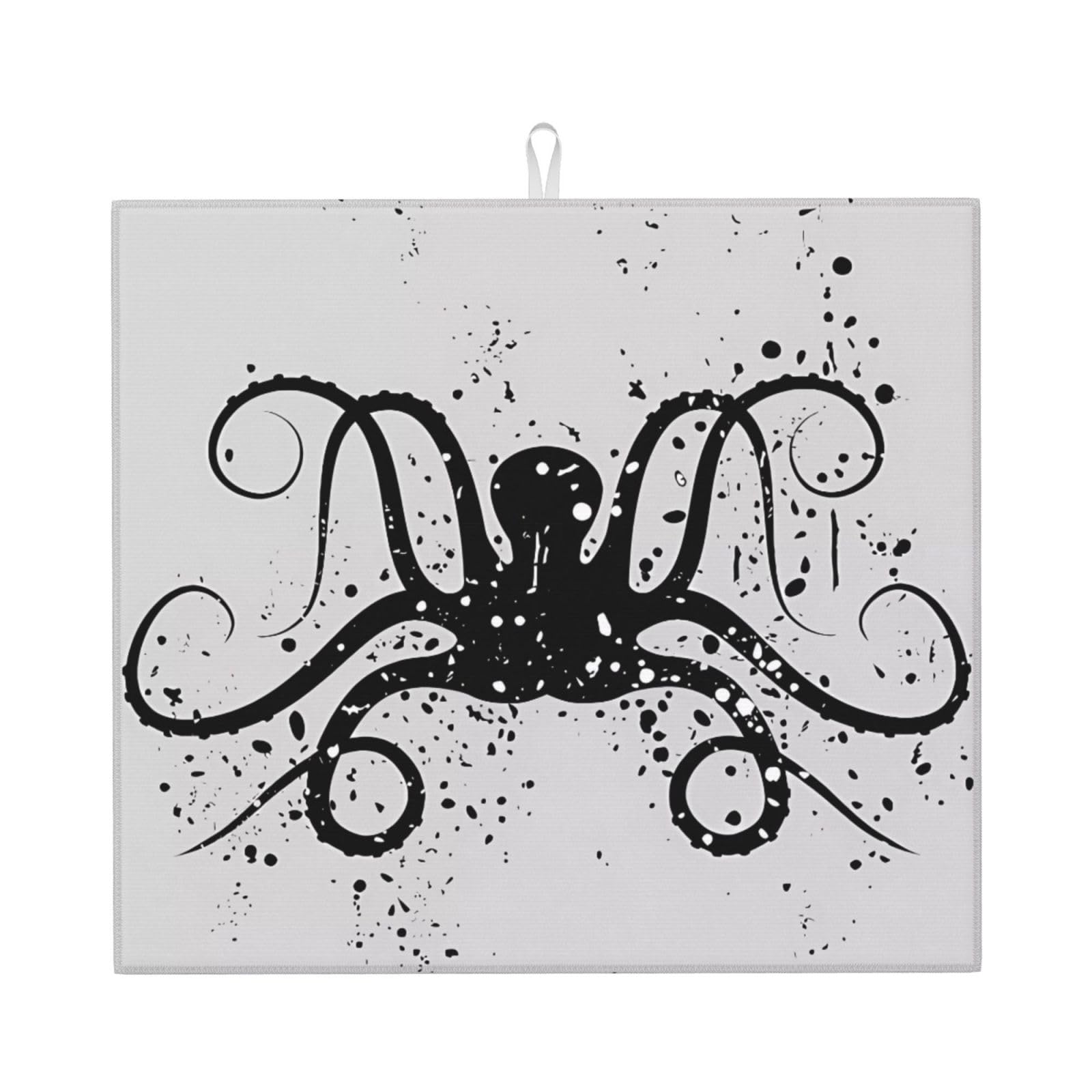 WHJSHOP Octopus Prints Kitchen Drying Mat – Absorbent Dish Throw for Countertops, Quick-Dry Non-Slip Layer with Colorful Prints, Ideal Housewarming Gift