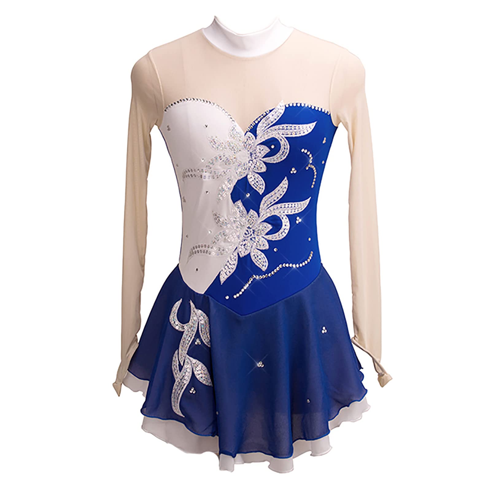 Nnnydjy Body Da Ginnastica Femminile Per Competizione Gonna Da Danza Artistica Professionale Per Ragazze Vestito Da Pattinaggio Artistico Su Ghiaccio Tuta Da Pattinaggio Su Rotelle,A,M - Foto 8