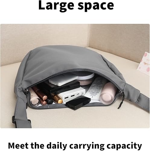 Miniatura 6 de Bolso bandolera pequeño para mujeres y hombres riñonera pequeña con correa ajustable 2 cremalleras bolsa de nailon ligera para el hombro bolsa de