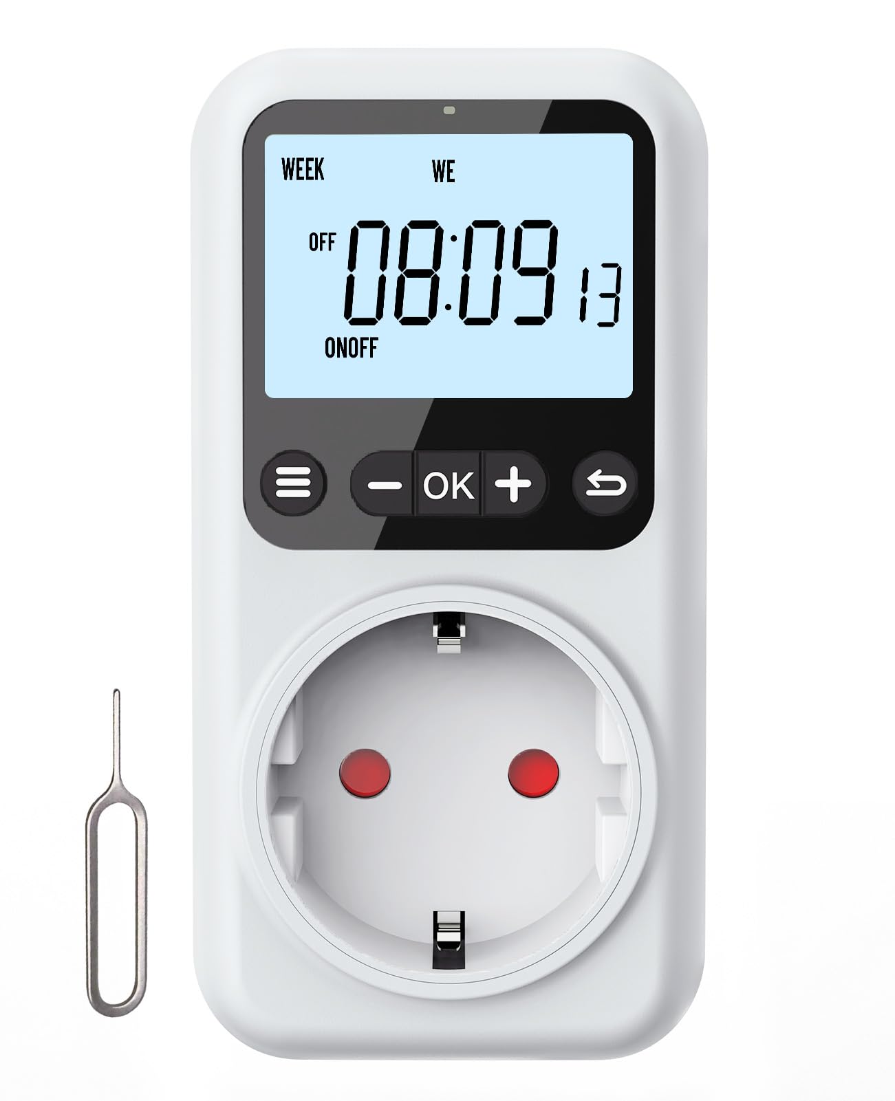 Voniobuy Zeitschaltuhr Steckdose Digital, 18 Programmierbare Sekundengenau Countdown Timer Steckdose mit Hintergrundbeleuchtung, für Innen Einbruchschutz Aquarium 16A 3680W (1)