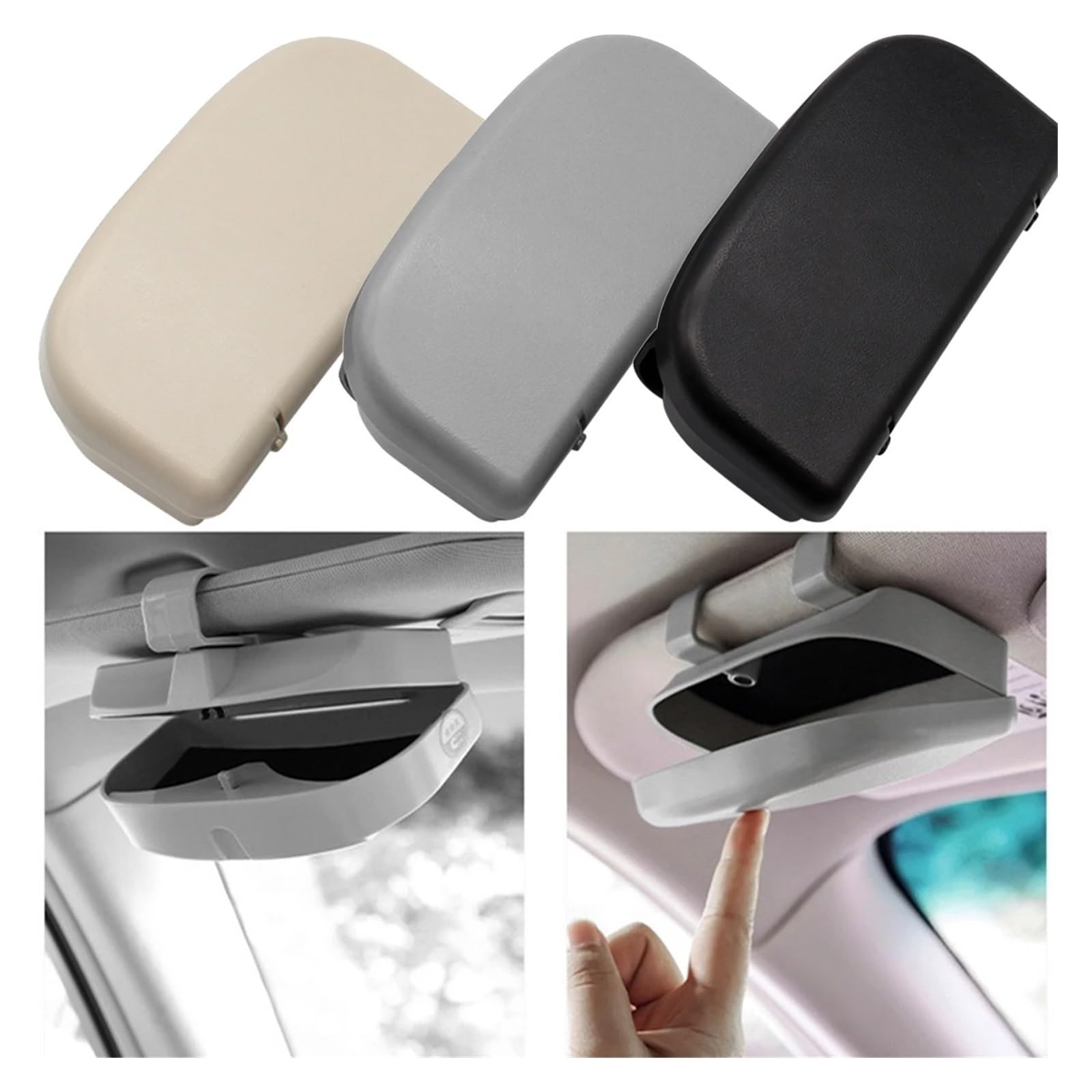 Porta Occhiali Interno Auto Accessori per Porta Occhiali da Sole Riutilizzabili Magnetici Multifunzionali con Scatola per per Visiera Universale per Auto(Gray)