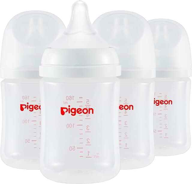 Pigeon Wide Neck PP Nursing Bottles (4-Pack) with Anti-Colic System