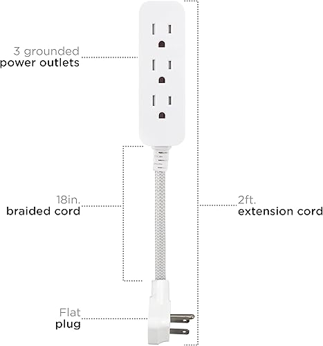 Vista 40 de Cable de extensión para estación de carga de USB Cordinate 41691, de diseño, conector múltiple con protección de sobrecarga eléctrica 2 tomas