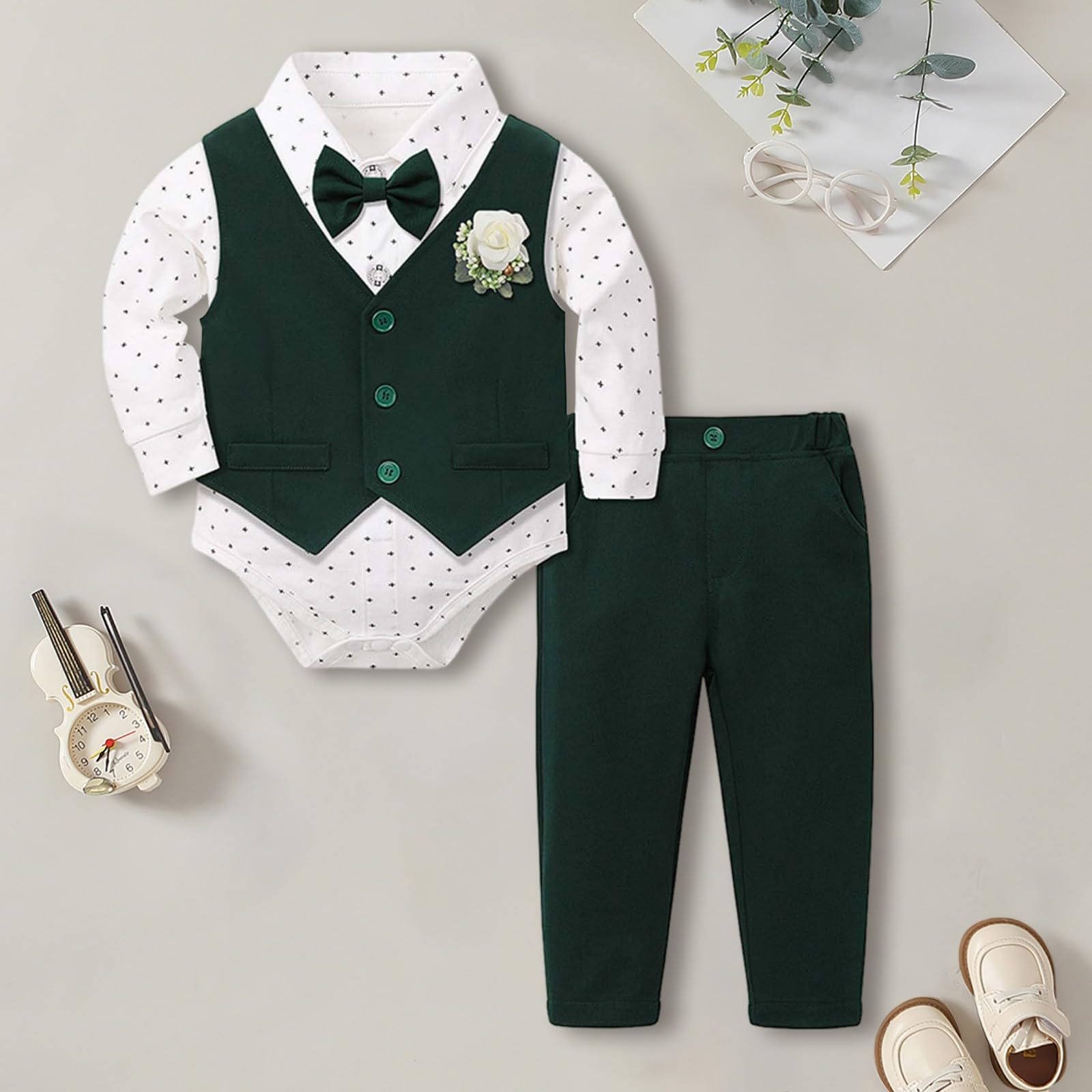 WWricotta Abito formale per neonato, giacca e pantaloni coordinati, completo da cerimonia/A