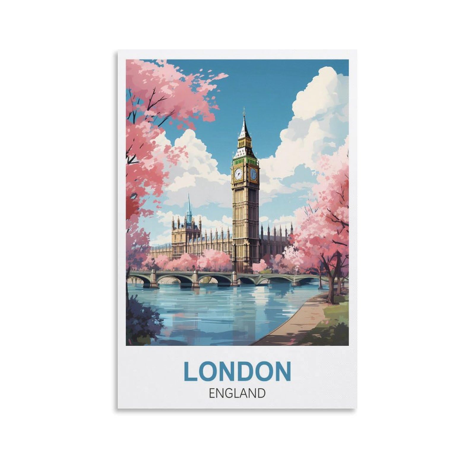 Zbbggoz Unframe-Style London England Vintage Travel Poster 08X12inch(20X30cm) Canvas Wall Posters And Art Picture Print Modern Family Bedroom Decor