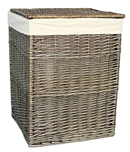 Red Hamper Large Antique Wash Square Laundry Basket, Brown