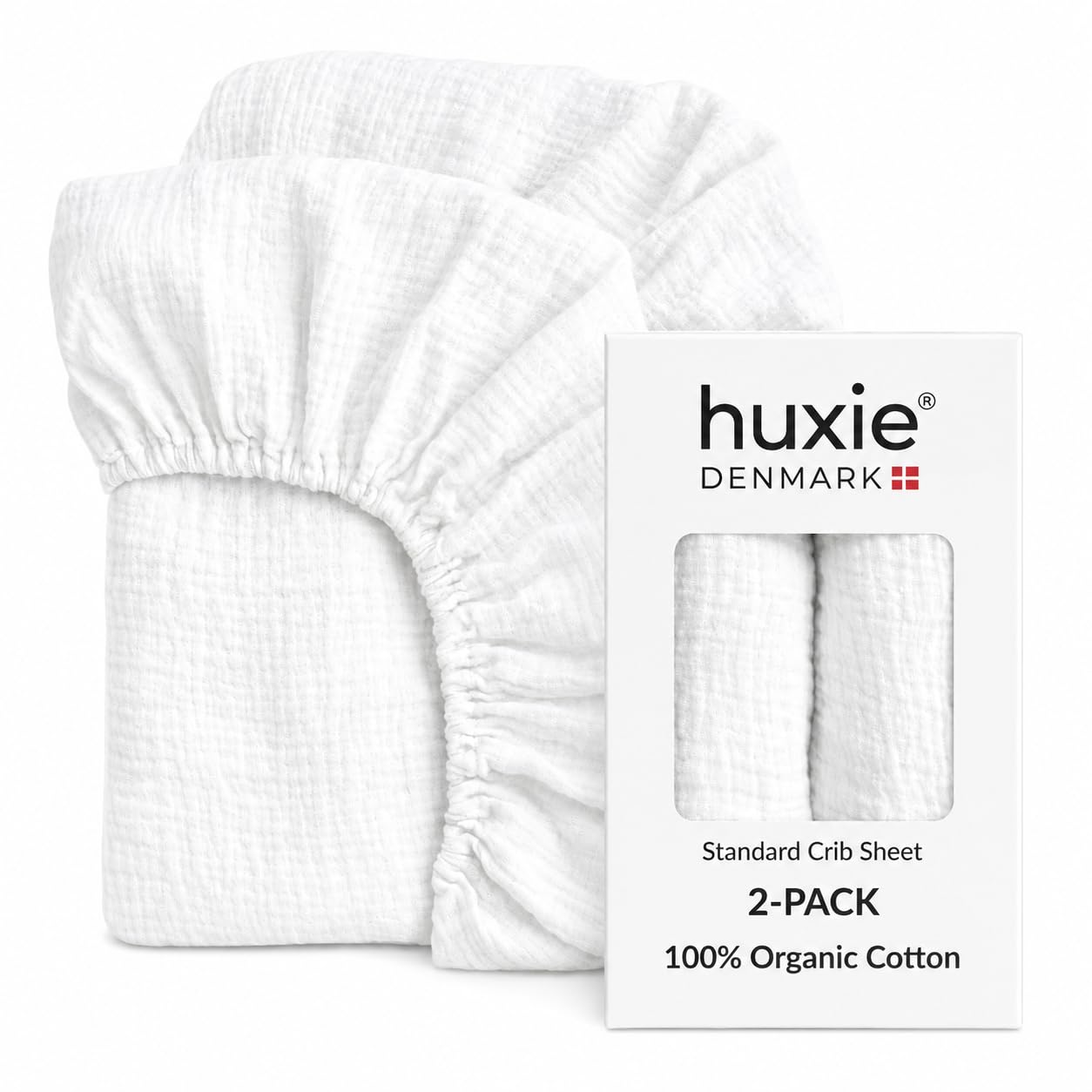 Crib Sheets, 100% Organic Cotton Muslin, 28"x52" Standard 2-Pack
