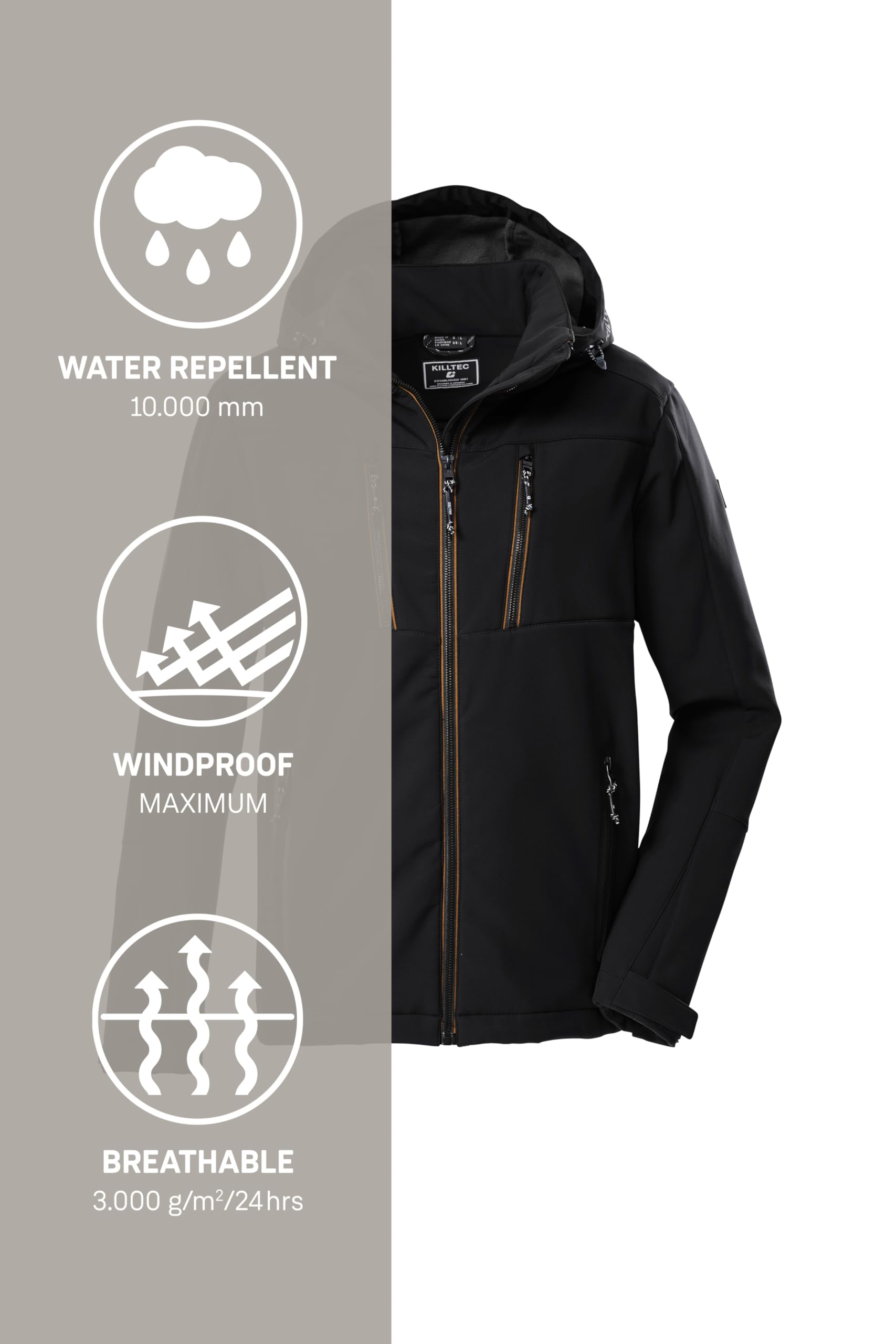 Killtec Herren Kow 79 Mn Sftshll Jckt Softshelljacke mit abzippbarer Kapuze (1er Pack)