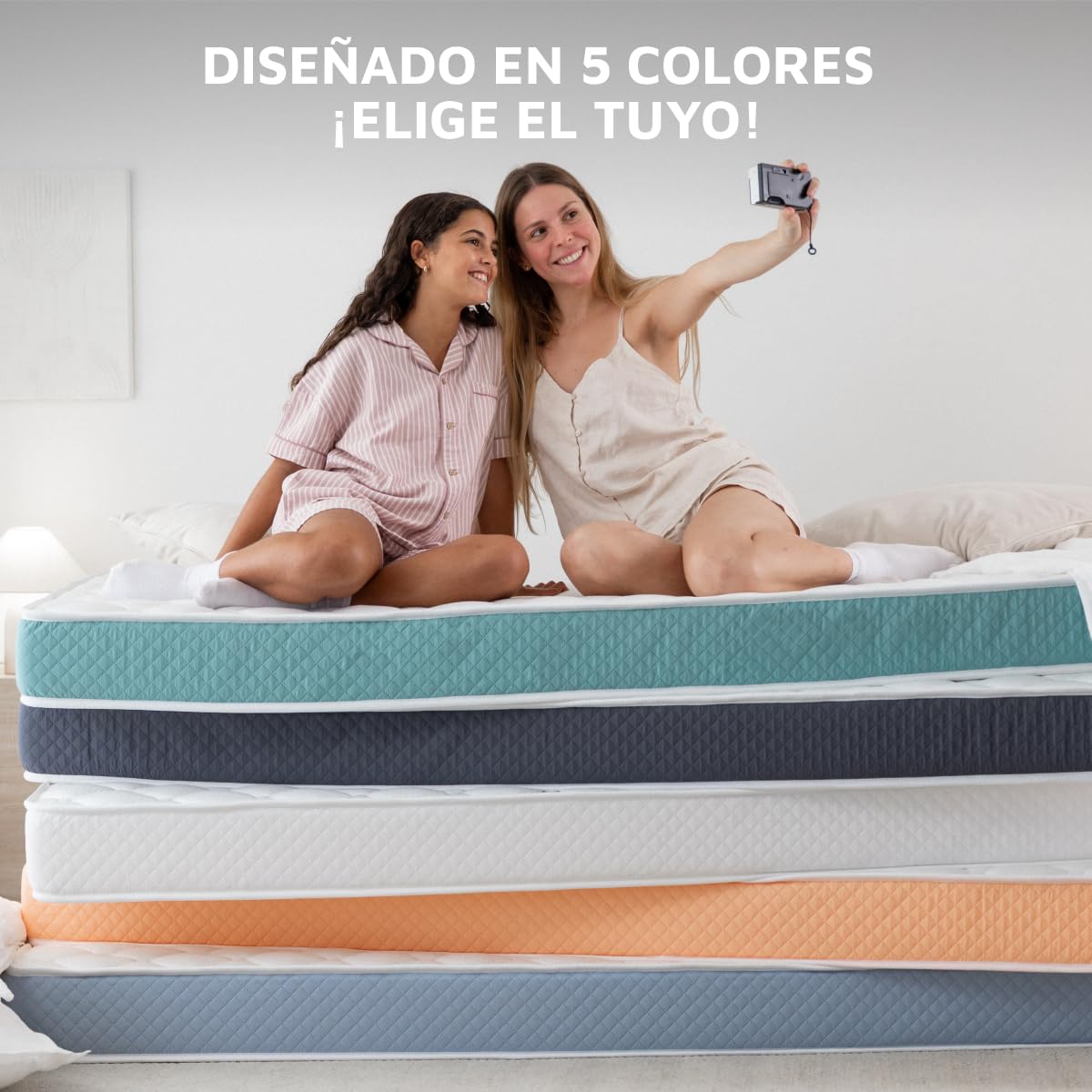 NALUI - Colchón Viscoelástico 90x180 One 15 con Firmeza Media y Grosor 15cm. Capa Viscoelástica Cloudfeel, Tejido Transpirable 3D Air Path y Multicapa 8 Airsoftpro. Fabricado en España, Blanco