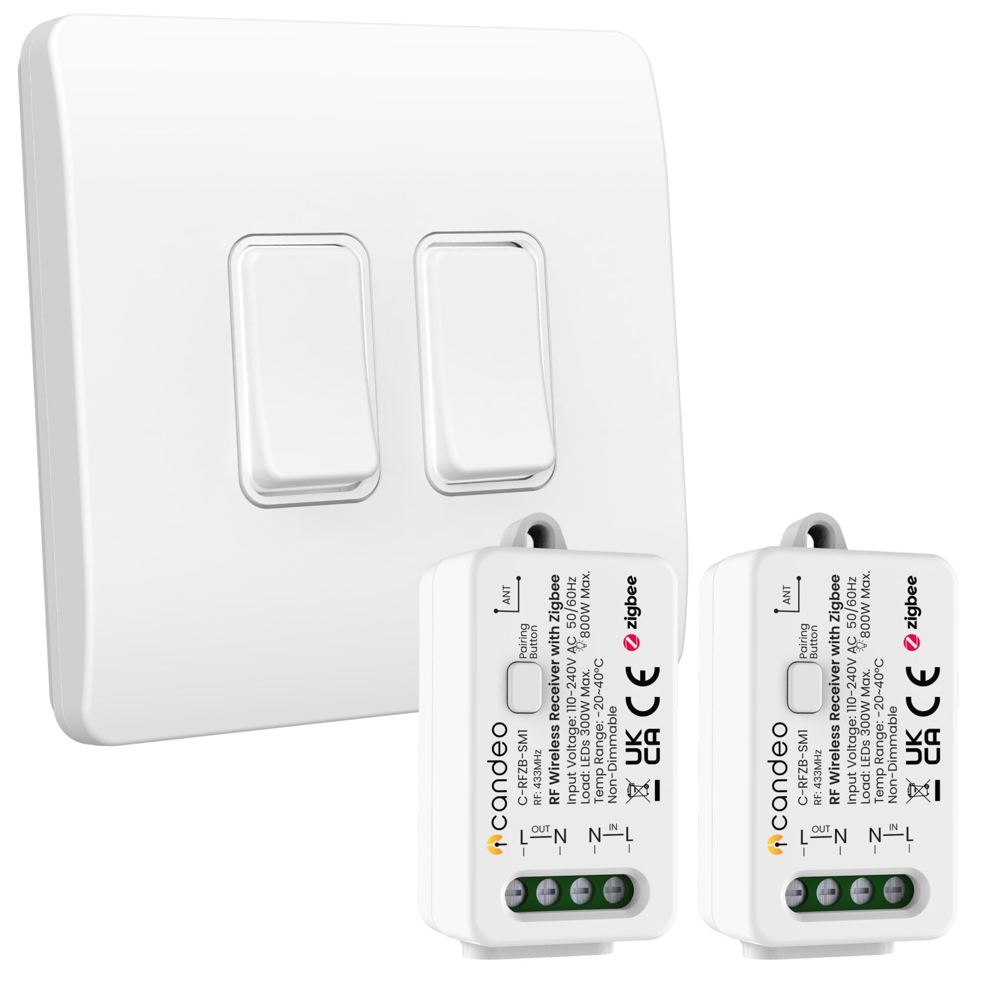 Candeo Interruptor inteligente compatible con red cinética (2 bandas) y módulos de interruptor inteligente con kit zigbee (2)