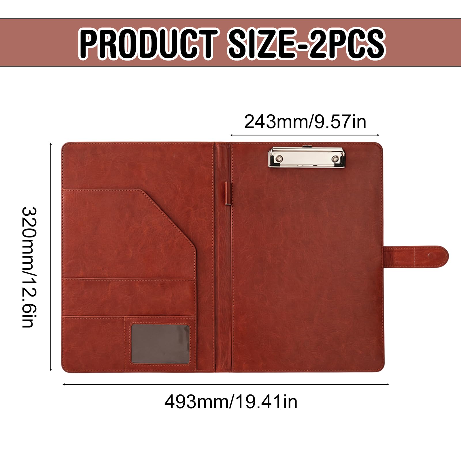 Lot de 2 Porte Documents A4, Porte Document A4 en Cuir PU Porte Document Cuir avec Fermeture Magnetique Compartiments Rangement Cartes Stylo Organiseur Bureau Ecole Reunions Noir/Marron