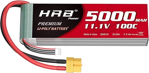 HRB 3S 5000mAh Lipo Batería XT60 100C 11.1V RC Lipo Batería Compatible con RC Coche Avión Camión Barco