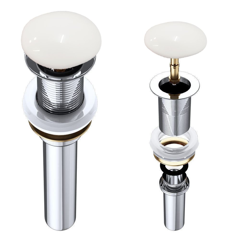 Durovin Bathrooms Push Pop Up Basin Waste Plug - Unslotted Suitable for Sink Without Overflow - Rising Round Ceramic Push Button (HY PU01)