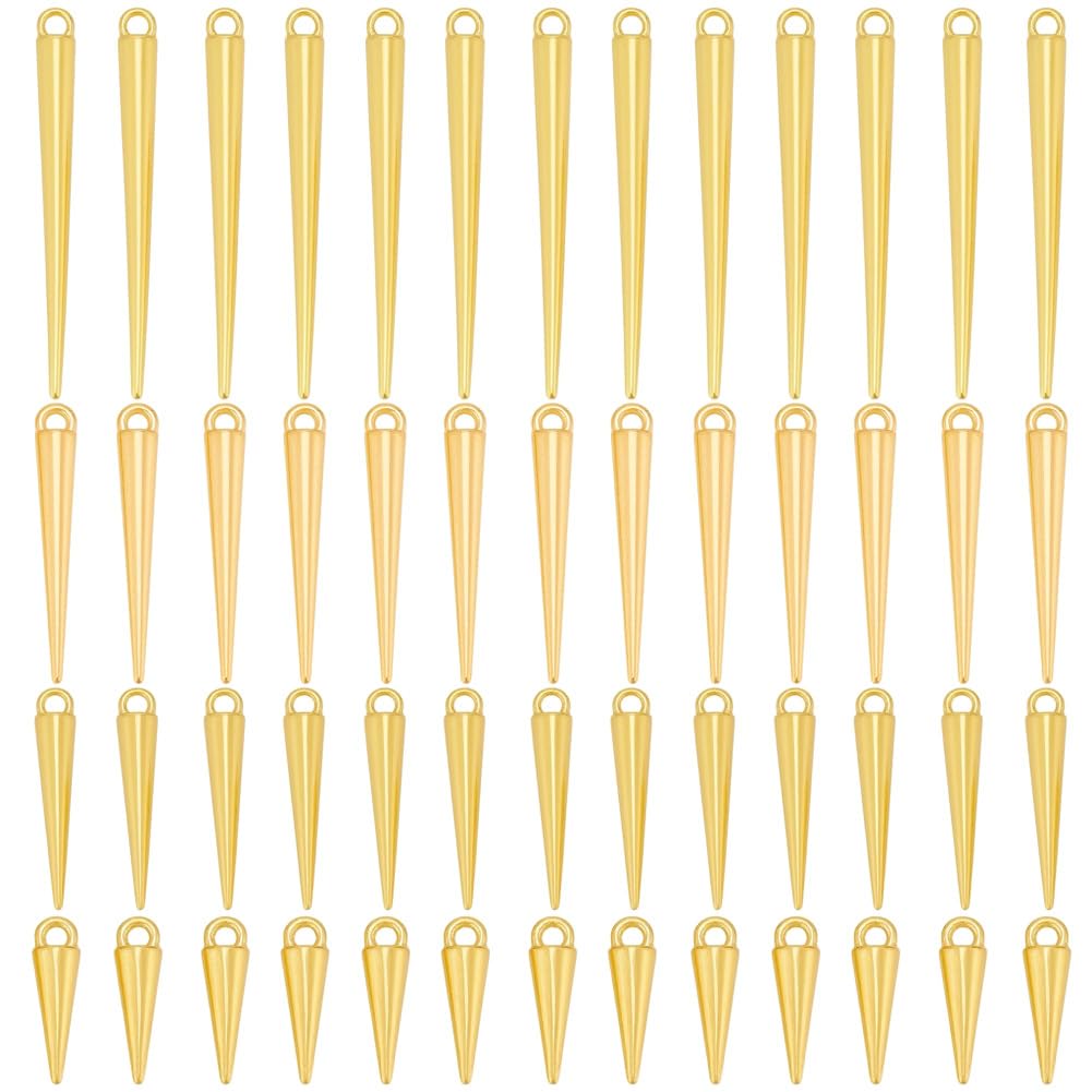 Breloques Coniques Dorées à Pointes Pendentifs 3D Robustes pour Création de Boucles d'Oreilles