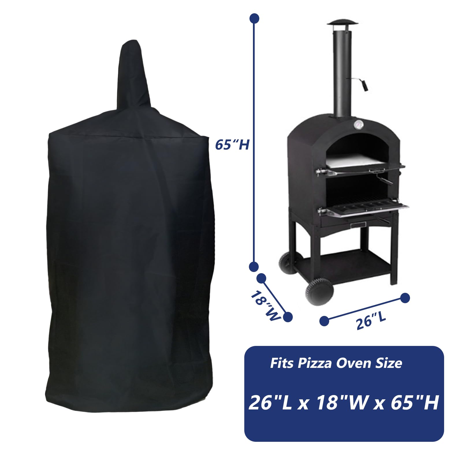 Copertura per forno per pizza, impermeabile, copertura protettiva 600D, resistente, Oxford a carbone, forno a carbone, barbecue