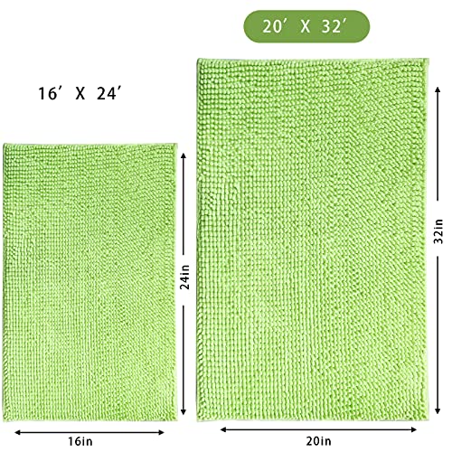 Eanpet Chenille Bath Mat Non-Slip Microfiber Floor Mats Baby Bath Mat For Kids Ultra Soft Washable Bathroom Dry Fast Water Absorbent Shower Mat Area Rugs (20" X 32", Green) #TOP1