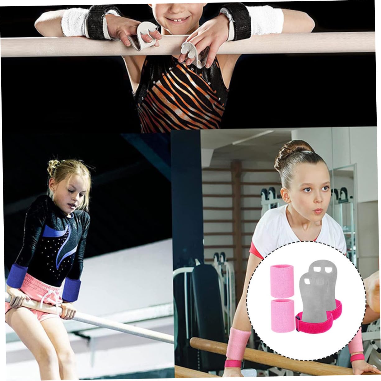 BESPORTBLE 3sets Gymnastics Grips Wristbands for Boy Girl Non- Weightlifting Palm Protectors Breathable Wrist Support for Boys Girls for Gymnastics Weightlifting and More