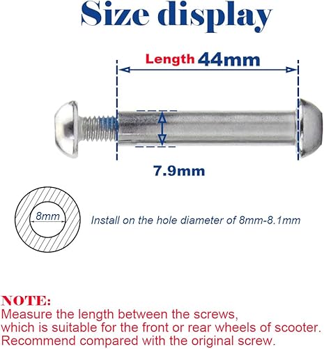 Miniatura 2 de M8 0.315 in x 1.102 in-3.386 in 8.8 Grado de acero al carbono eje Allen Tornillo Set para delantero trasero 2 3 4 ruedas Stunt Scooter Dash