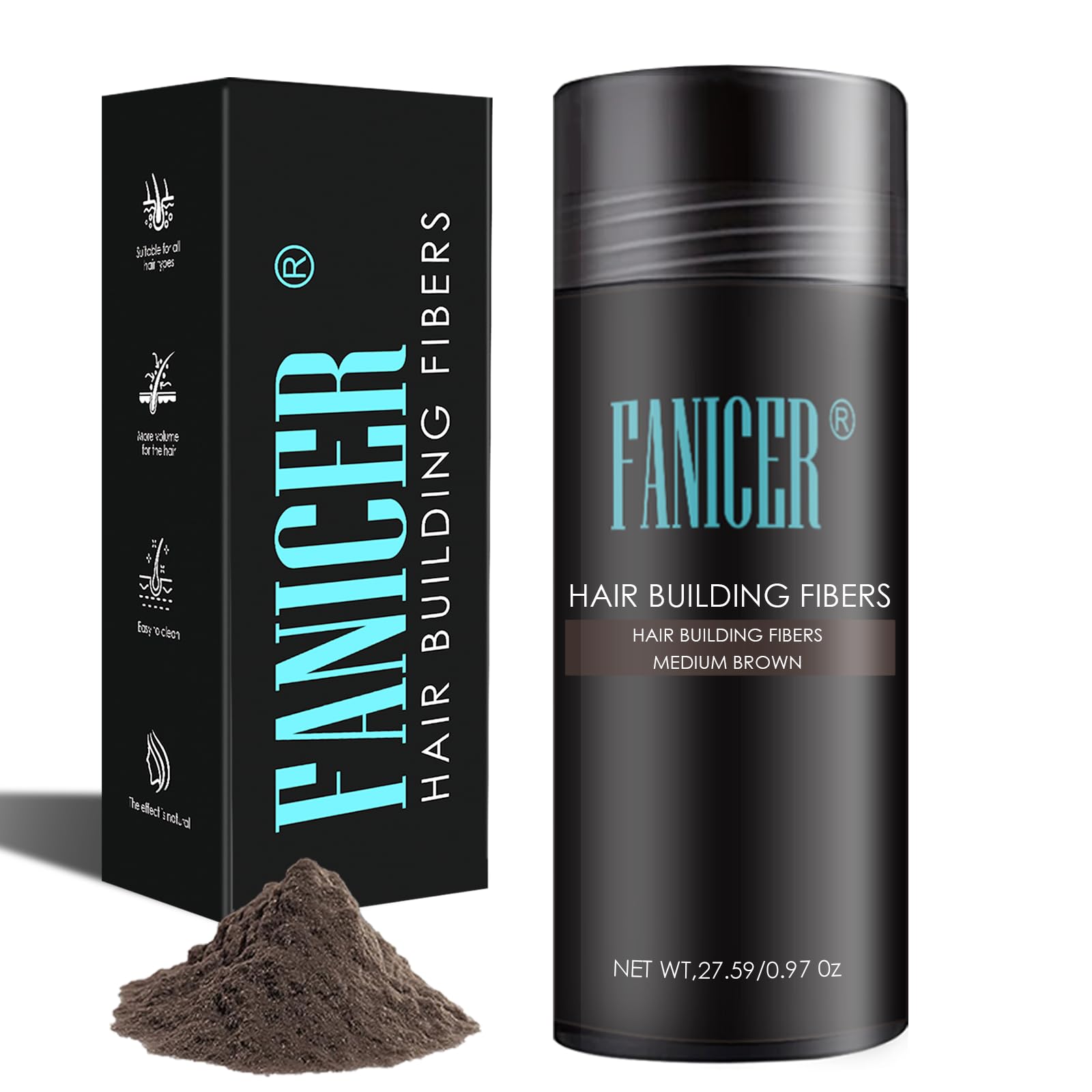 Fibre capelli 27.5g,per l'infoltimento dei capelli,Hair Fiber per capelli più spessi e pieni in pochi secondi,Marrone medio