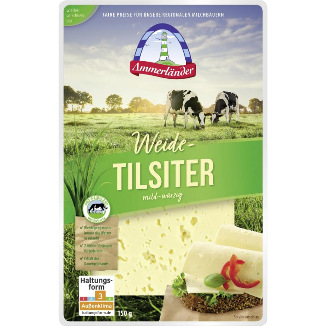 Ammmerlander Käse Unser Weide-Tilsiter mild-würzig 150 gramm, 4er