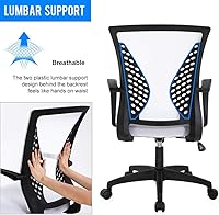 Vista 3 de HHS Silla de oficina ergonómica de malla, silla de computadora giratoria con ruedas, cómoda silla ejecutiva con soporte lumbar, sillas de gestión