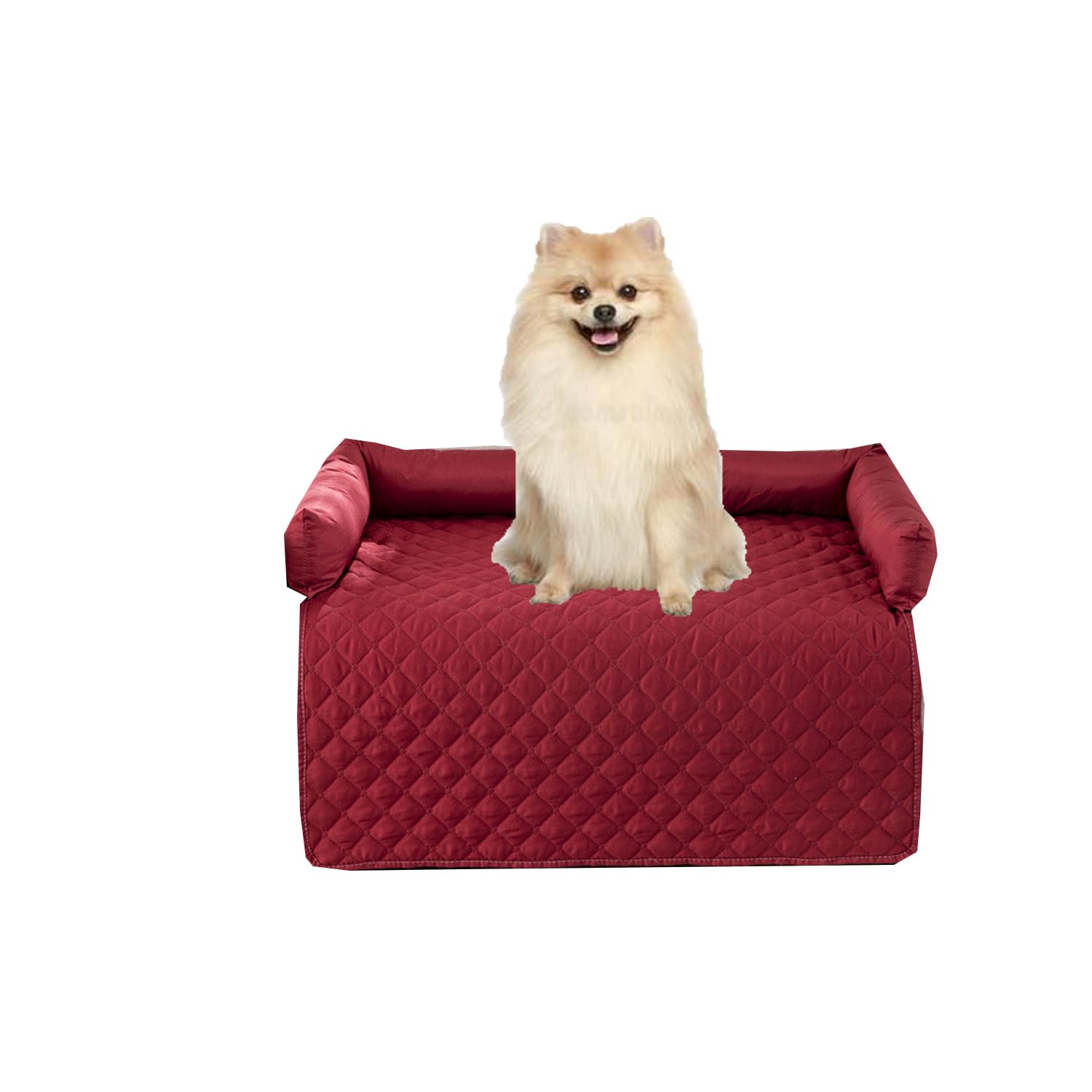 Miaogoo Dog Sofa Bed Protector Cover, Waterproof Dog Cat Bed Sleeping Pad, Medium Large Dogs Cats Calming Pad with Raised Edge, Easy Clean (90x135cm,Red)