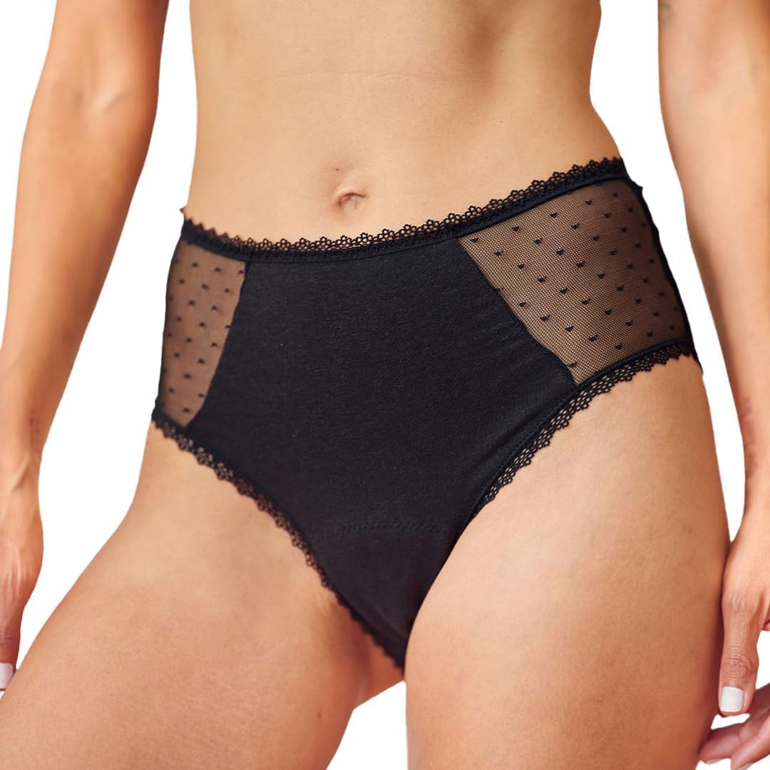 Rif care Leakproof Underwear | High-Absorbency Panties for Women | PFA Free | Midrise Fit | 1 Count | Black