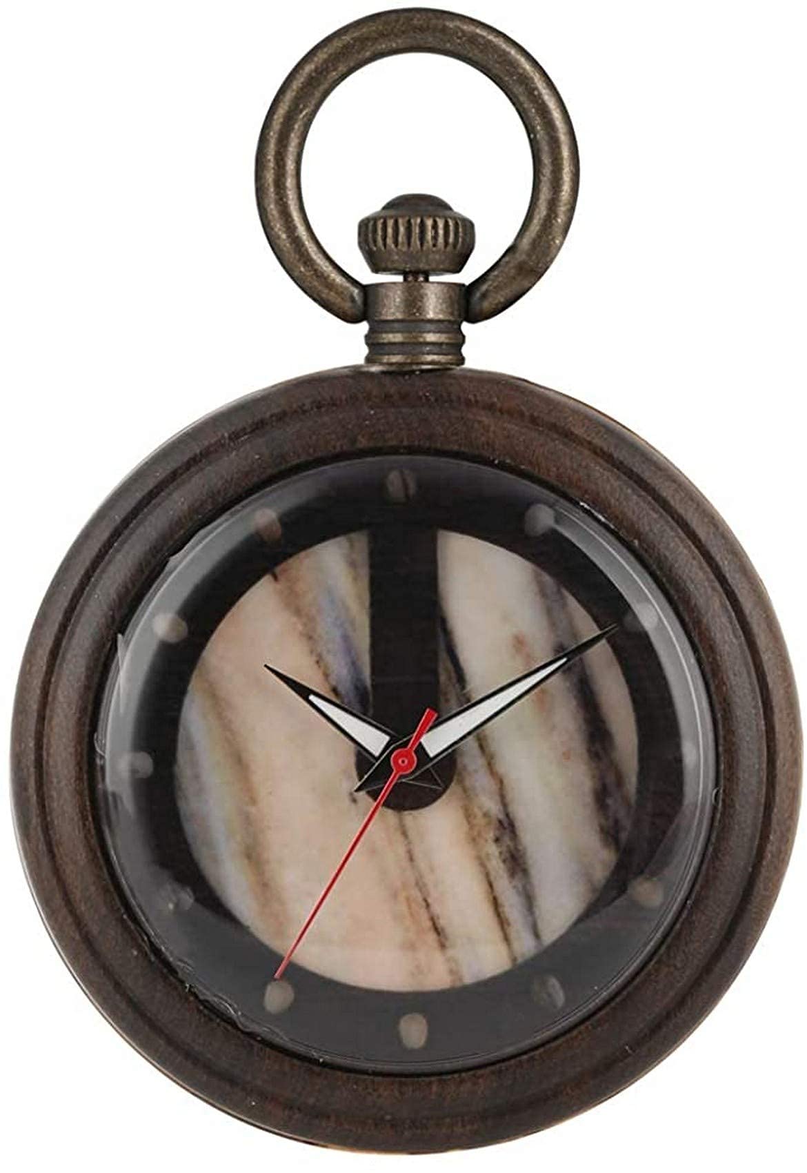 Reloj de bolsillo de madera marrón oscuro ligero que evita rozaduras y caídas de cadena